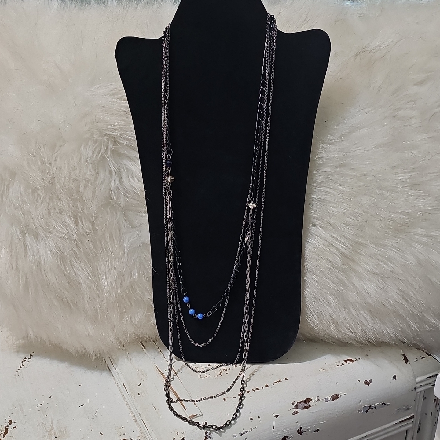 Elegant Multi-Layered Necklace With Blue Accents By Wet Seal